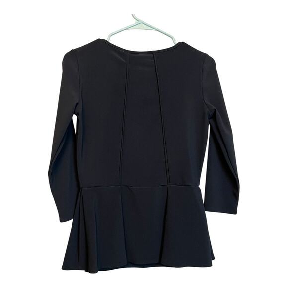 Boston Proper Black Nylon Spandex Top XS Peplum Scuba minimalist - Picture 4 of 4